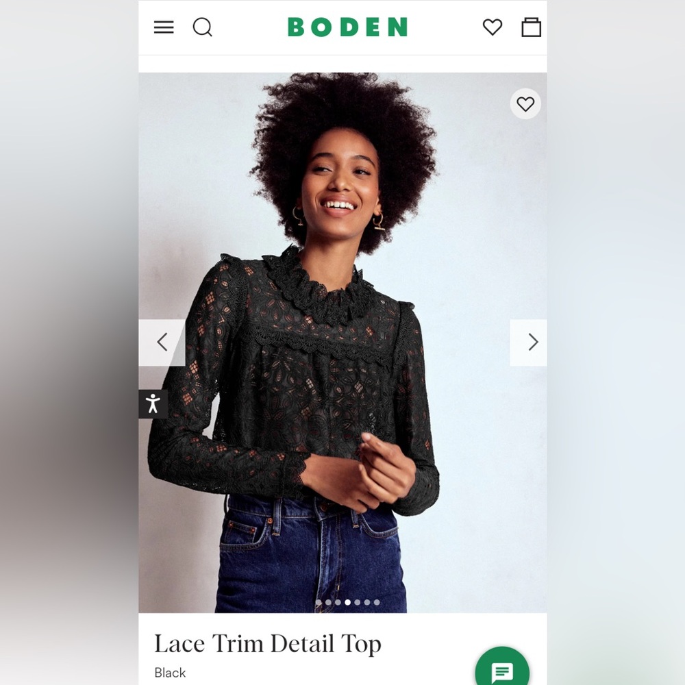 NWT!  Boden Lace Trim Detail Top
Black Size 6